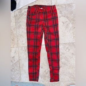 Red plaid skinnys